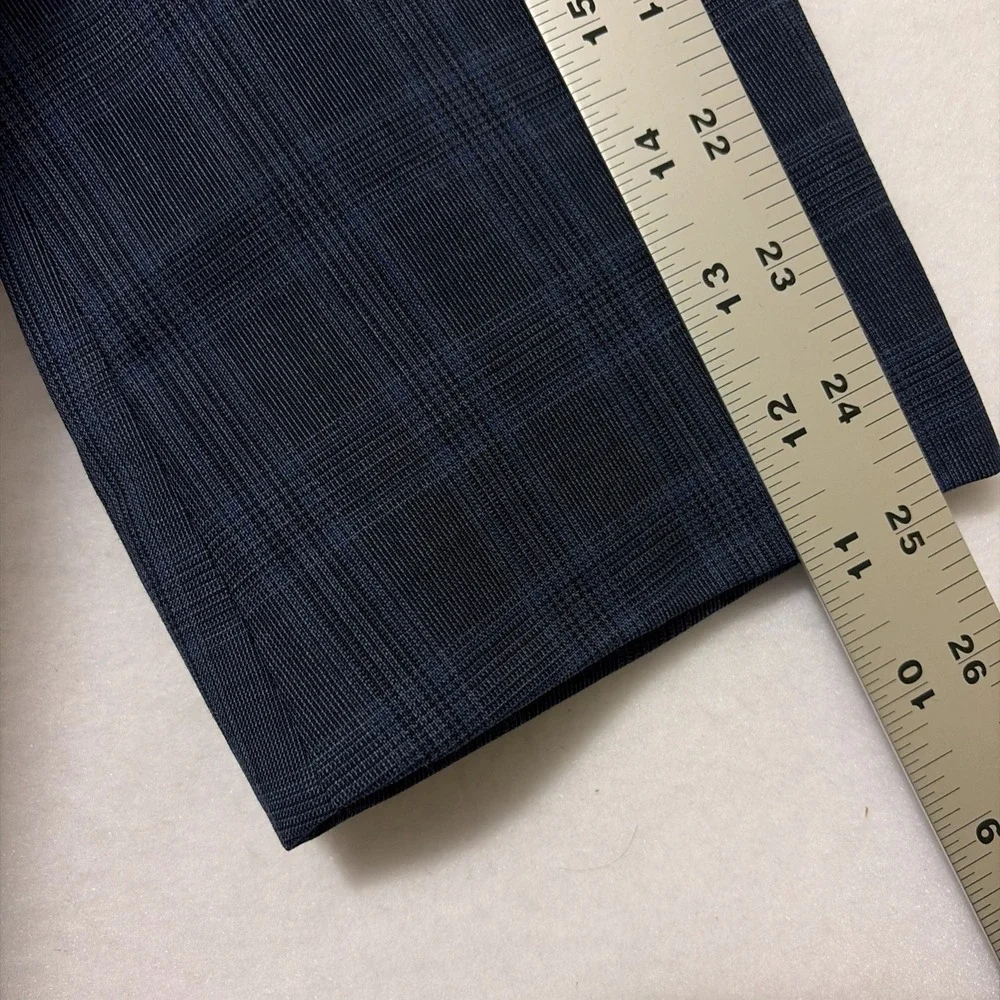 Banana Republic Mens 44R Navy Blue Checkered Plaid Marlane Wool Slim Blazer